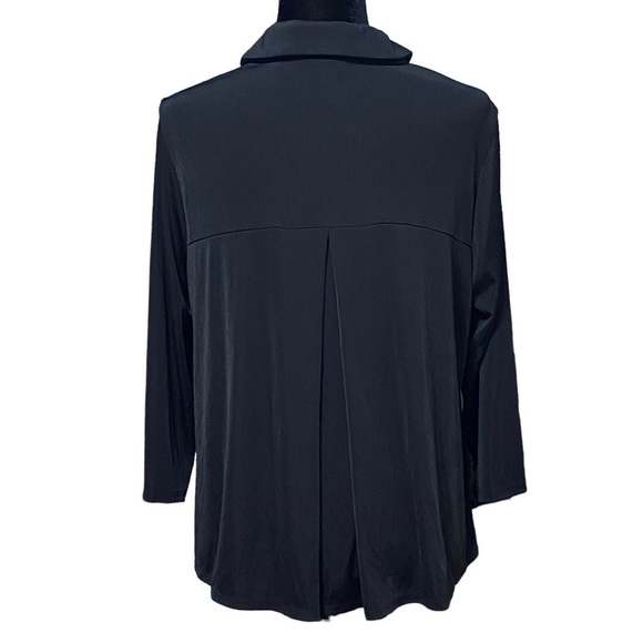 Chico’s Easywear Black Wire Collar Cardigan Size 1 Medium Minimalist Whimsigoth - Picture 3 of 7